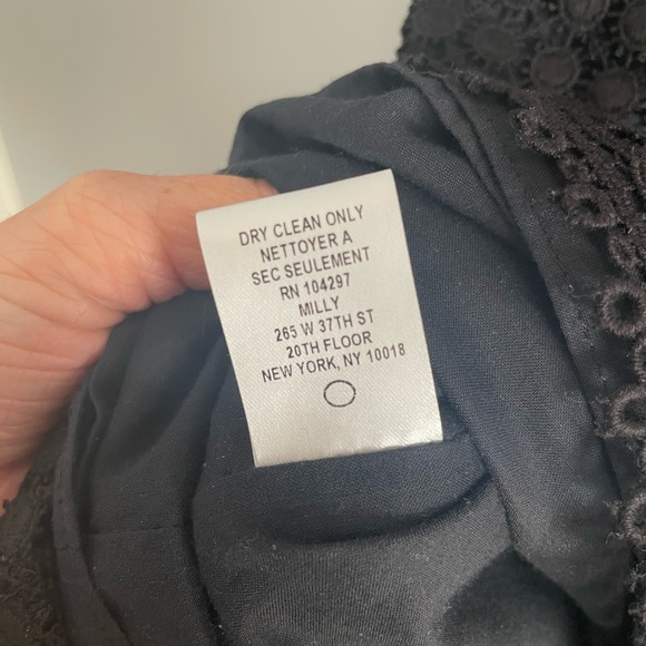 Vintage Original Milly of NY Black Lace Crochet Detail Mod Dress, Size 12 - Picture 5 of 8